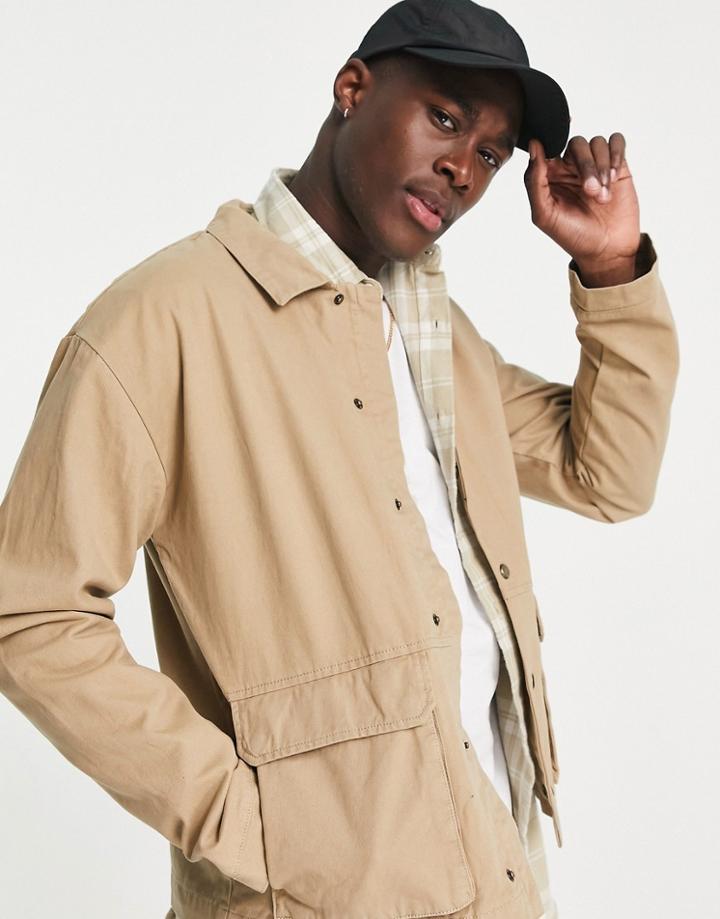 Only & Sons Worker Jacket In Beige-neutral