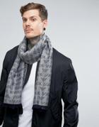 Armani Jeans Wool Mix Logo Scarf In Gray - Gray
