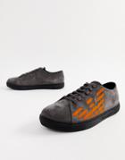 Emporio Armani Contrast Logo Suede Sneakers In Gray - Gray