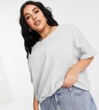 Only Curve Crop T-shirt Set With Tie Waist In Gray-grey