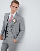 Burton Menswear Wedding Suit Jacket In Stone Check - Stone
