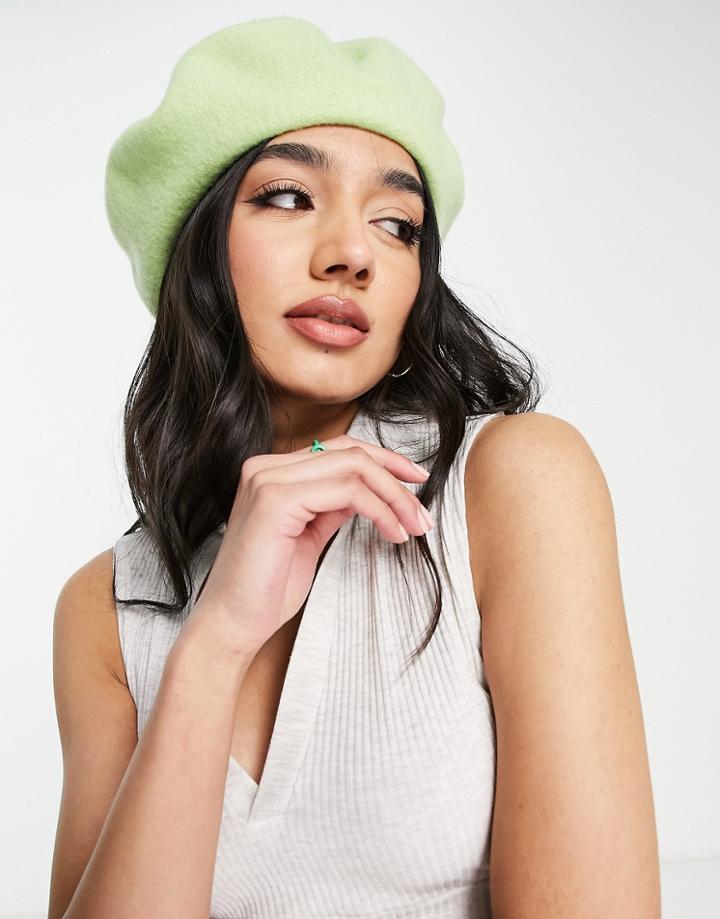 Monki Wool Beret In Green