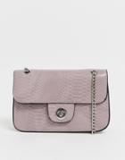 New Look Croc Chain Shoulder Bag In Lilac-purple