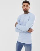 Asos Design Muscle Longline Sweatshirt In Light Blue