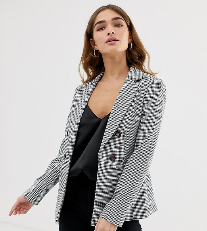 Miss Selfridge Petite Double Breasted Blazer In Check - Multi