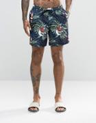 Asos Swim Shorts With Surfing Santa Print In Mid Length - Multi