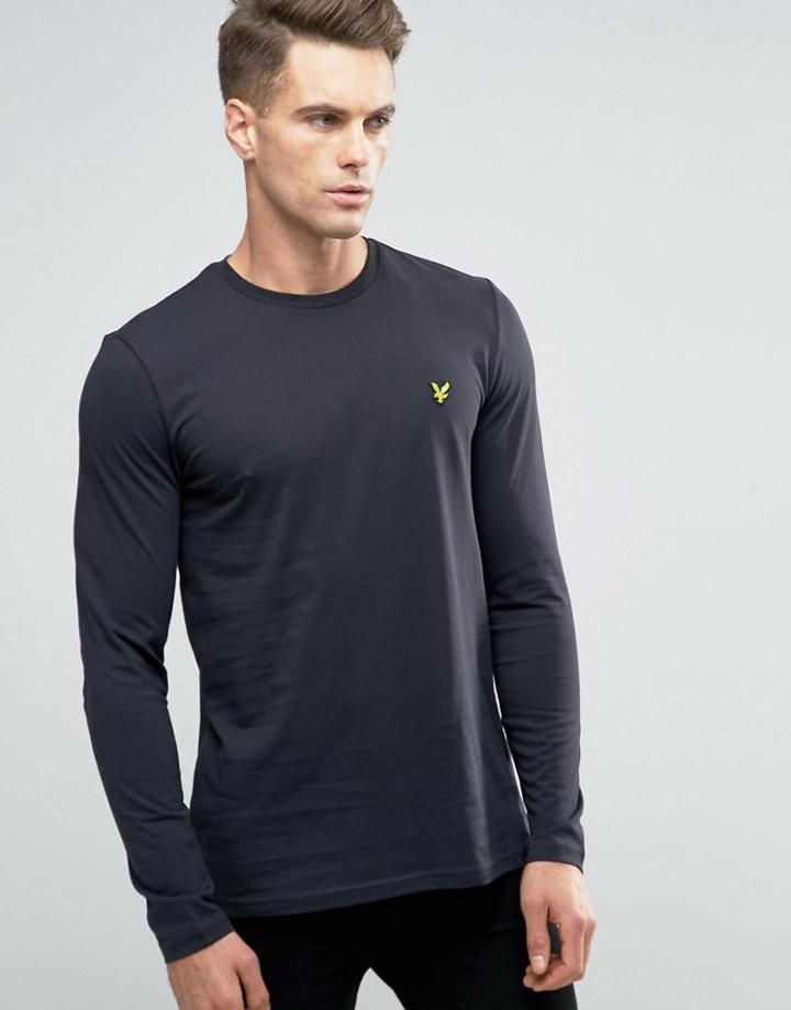 Lyle & Scott Long Sleeve Top Eagle Logo In Black - Black