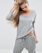 Asos Long Sleeve Curve Hem T-shirt - Gray