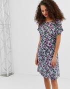 Pieces Adrianna Floral Print Dress-purple