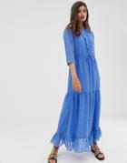 Vila Textured Chiffon Maxi Dress-blue