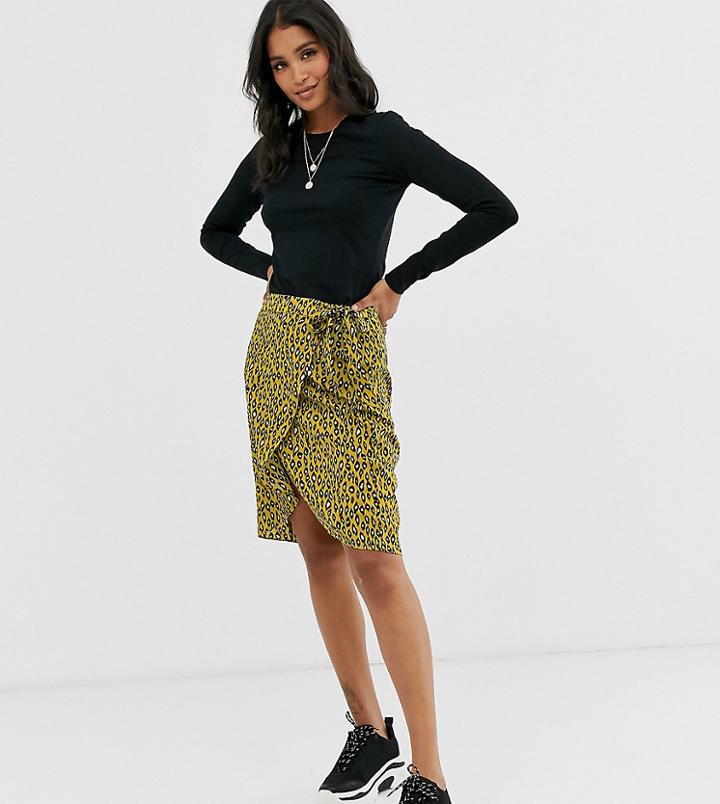 Vila Leopard Print Wrap Skirt-multi