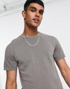Jack & Jones Premium Knitted T-shirt In Taupe-grey