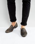 Asos Loafers In Navy Paisley Pattern - Navy