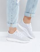 Adidas Originals Tubular Shadow Sneaker In White With Pink Branding - White