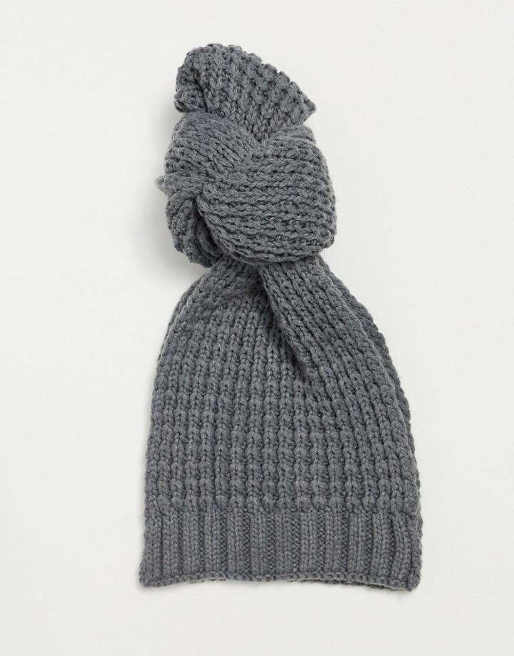 Asos Design Knitted Scarf In Gray-grey