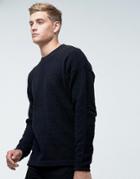 Bellfield Sweater With High Neck And Curved Hem In Texture - Black