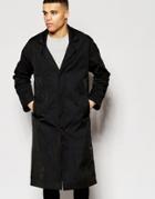 Asos Oversized Overcoat In Black - Black