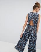 Asos Top With Split Back In Pleated Ditsy Print - Multi