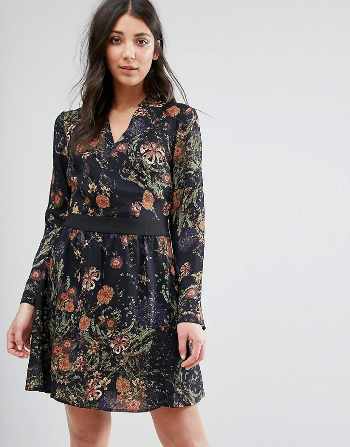 Lavand Printed Shirt Dress - Black