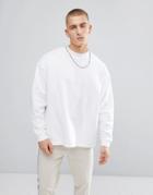Asos Oversized Sweatshirt With Deep Neck Trim In White - White