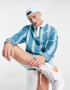 Asos Actual Oversized Rugby Sweatshirt In Blue Stripe With Embroidered Logo-blues