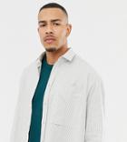 Asos White Tall Oversized Shirt In Gray Stripe