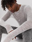 Asos Design Knitted Muscle Fit Mesh Sweater In White - White