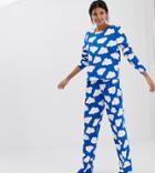 Asos Design Tall Mix & Match Cloud Pyjama Traditional Jersey Pants - Blue