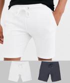Asos Design Jersey Skinny Shorts 2 Pack White/charcoal-multi