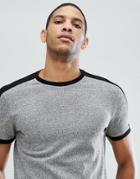 Asos Design T-shirt With Sleeve Cut And Sew In Twisted Jersey In Gray - Gray