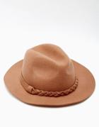 Gregory's Fedora Hat With Plaited Band - Camel