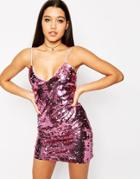 Asos Sequin Cami Strap Mini Shift Dress - Pink