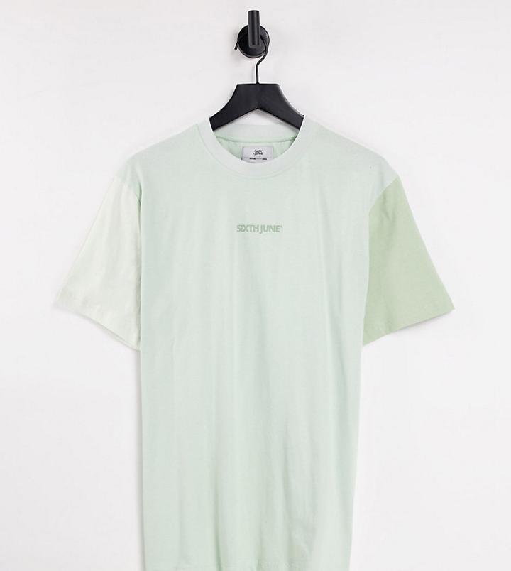 Sixth June Color Block T-shirt In Green - Exclusive To Asos