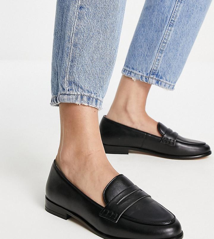 Rule London Exclusive Rikki Flat Loafers In Black Pu - Black