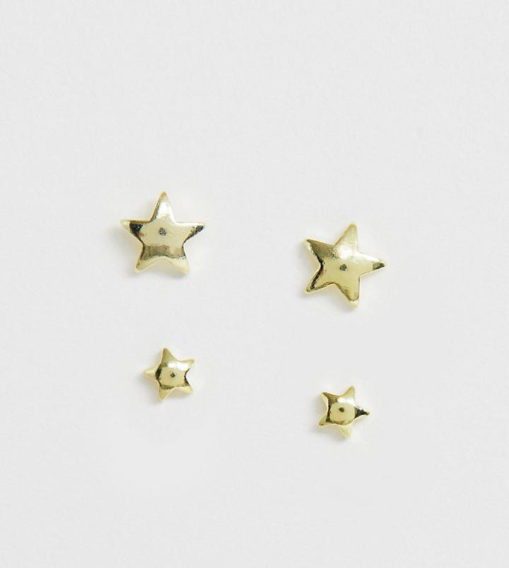 Kingsley Ryan Sterling Silver Gold Plated Star Stud Earrings - 2 Pack