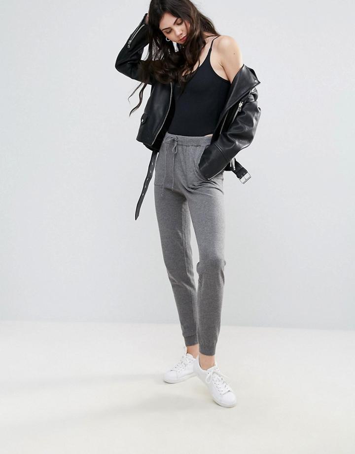 Vero Moda Tie Waist Joggers - Gray