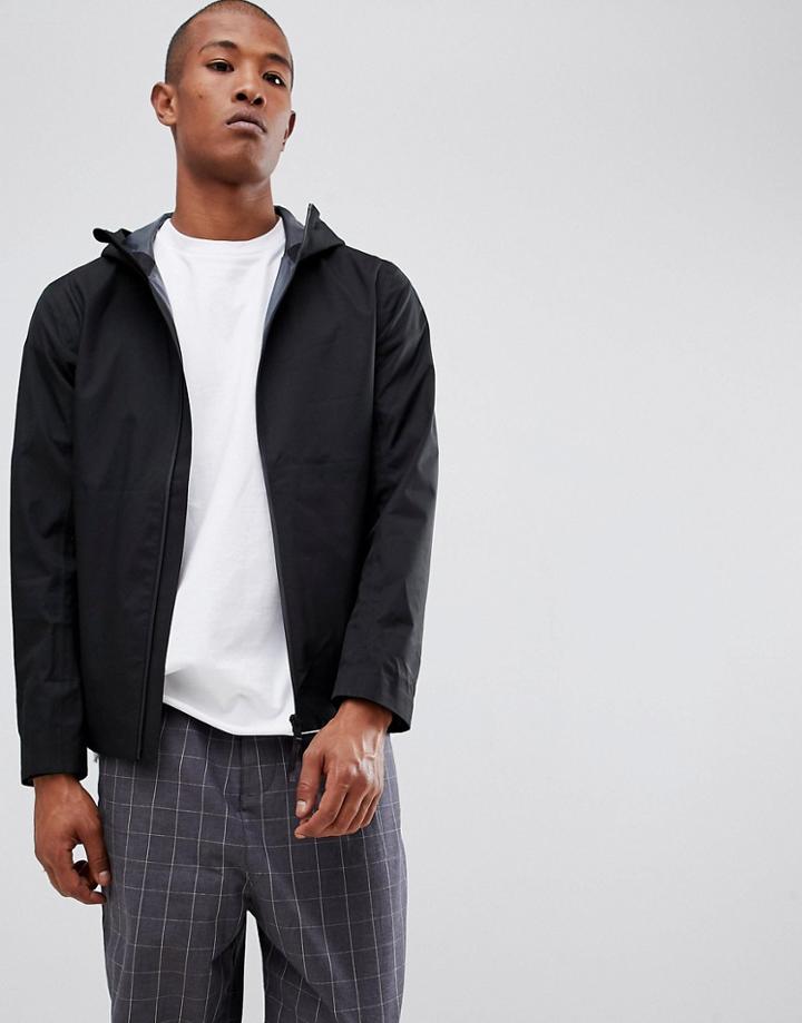 Selected Homme Waterproof Taped Seam Windbreaker With Multimedia Pocket - Black