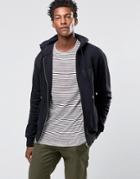 Wood Wood Leonard Zipthru Hoodie Aa Logo Embroidery - Black
