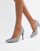 New Look Glitter Pointed Pumps - Silver