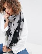 Boardsmans Star Print Oversized Scarf - Black