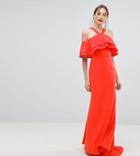 Jarlo Tall Oversized Ruffle Front Maxi Dress-orange
