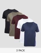 Asos T-shirt With V Neck 5 Pack Save 20%