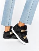 Carvela Lovely Furry Strap High Top Sneakers - Black