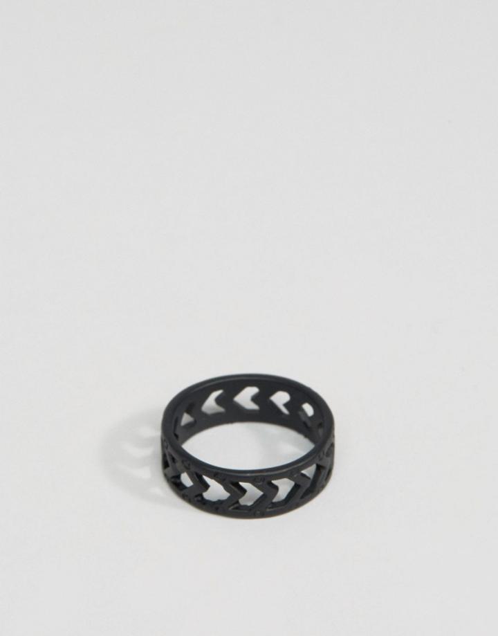 Asos Arrow Cut Out Ring In Matt Black - Black