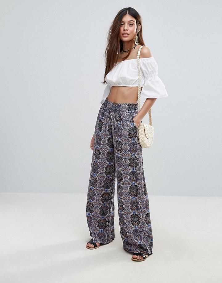 Valley Of The Dolls Flaxx Wide Leg Pants - Blue