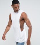 Asos Design Tall Longline Sleeveless T-shirt With Extreme Dropped Armhole In White - White