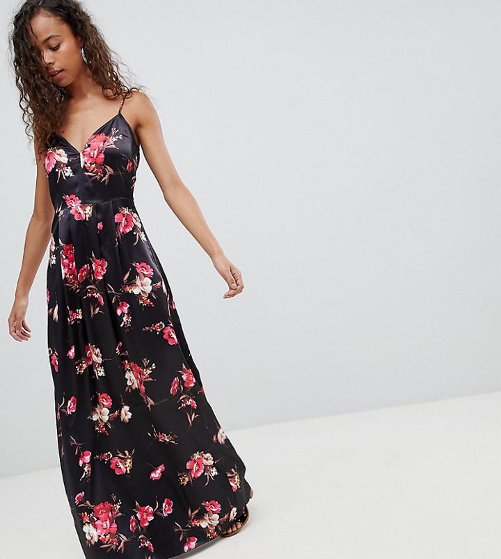 Parisian Petite Floral Maxi Dress - Black