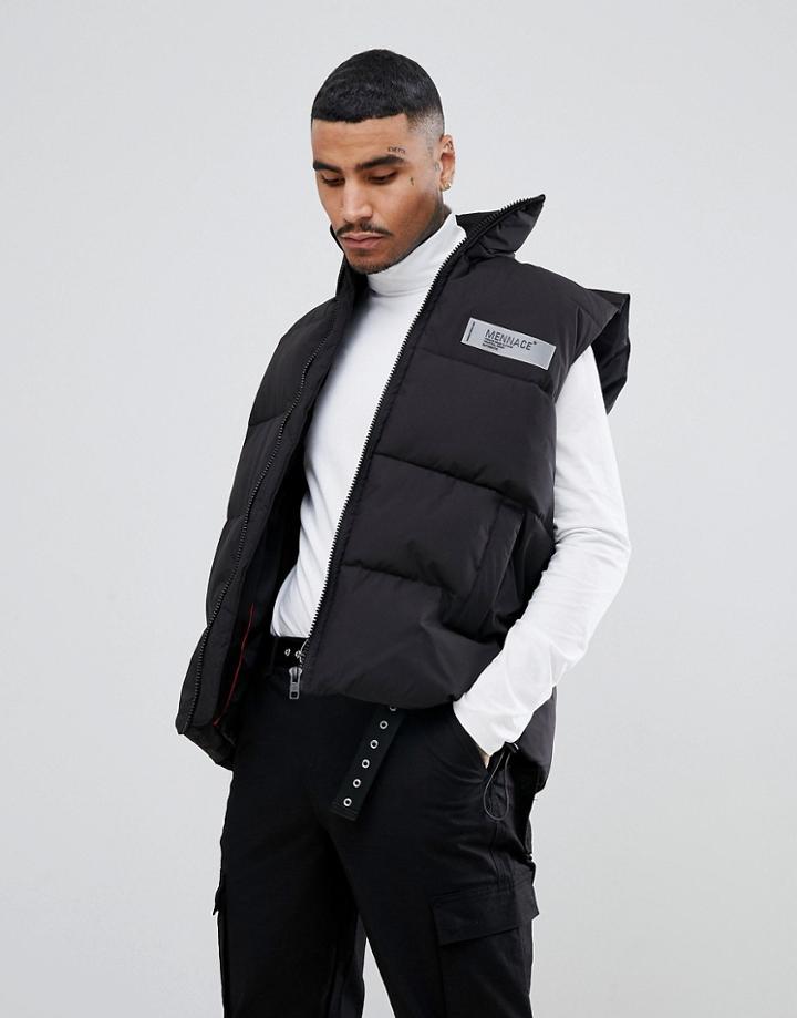 Mennace Vest In Black With Back Logo