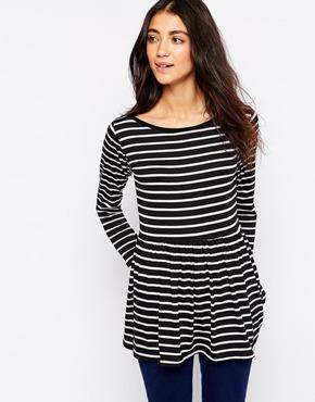 Tired Of Tokyo Striped Dress With Peplum Hem