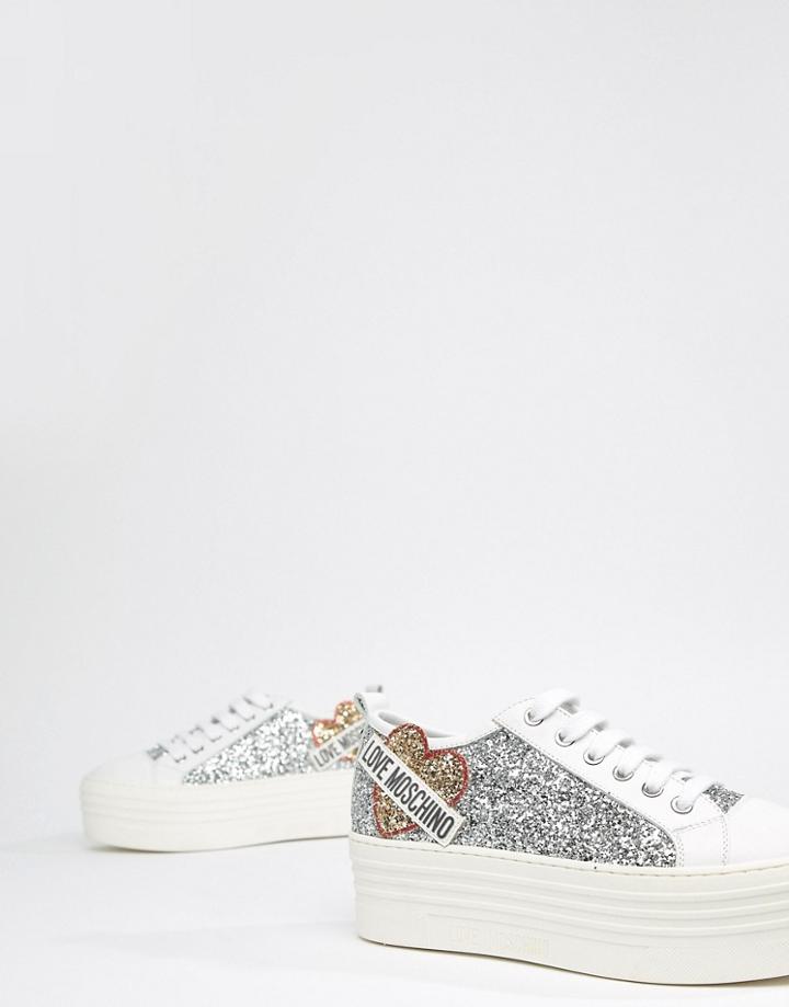 Love Moschino Glitter Flatforms - Gray